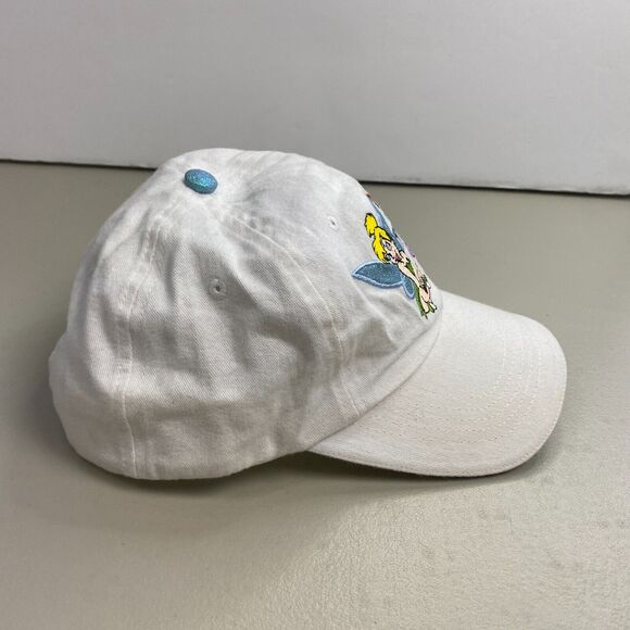 Disney Hat Cap Strap Back Tinkerbell Peter Pan Girls Kids Youth White Glitter - Picture 6 of 12